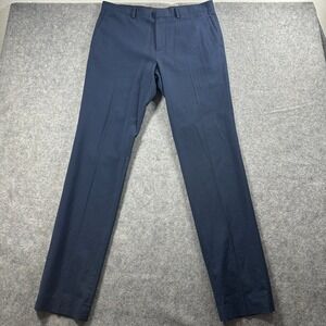 Theory Mens 33 Jake W Newport Seer Navy Blue Check Seersucker Slim Dress Pants